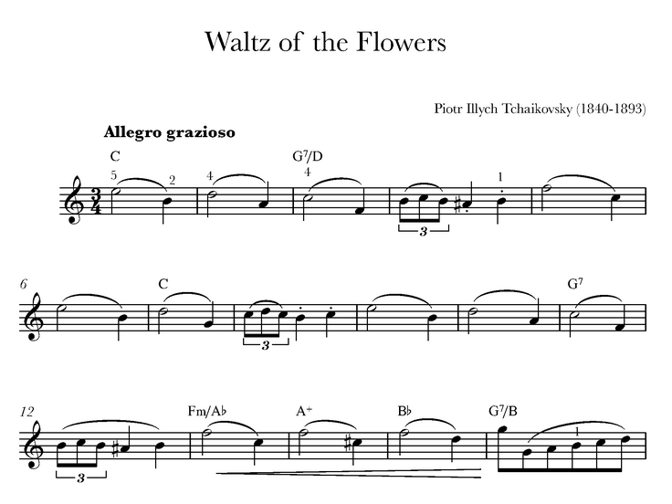 دانلود نت کیبورد (ارگ) Dance of the Flowers from the Nutcracker از آهنگساز  چایکوفسکی